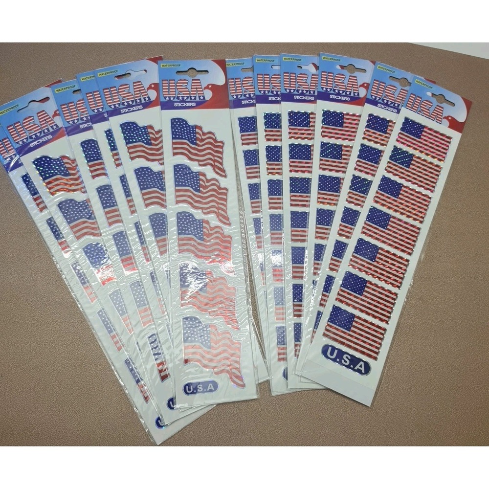 RUBIES USA FLAG HOLOGRAPHIC WATERPROOF STICKERS 12 PK (72 FLAGS/10 USA STICKERS)